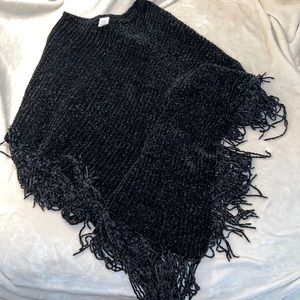 Velvety knitted poncho